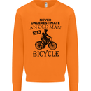 Cycling Never Underestimate Old Man Mens Sweatshirt Jumper Orange
