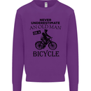 Cycling Never Underestimate Old Man Mens Sweatshirt Jumper Purple
