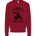 Cycling Never Underestimate Old Man Mens Sweatshirt Jumper Red