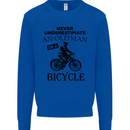 Cycling Never Underestimate Old Man Mens Sweatshirt Jumper Royal Blue