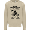 Cycling Never Underestimate Old Man Mens Sweatshirt Jumper Sand