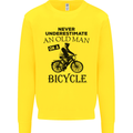 Cycling Never Underestimate Old Man Mens Sweatshirt Jumper Yellow