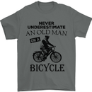 Cycling Never Underestimate Old Man Mens T-Shirt Cotton Gildan Charcoal