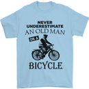 Cycling Never Underestimate Old Man Mens T-Shirt Cotton Gildan Light Blue