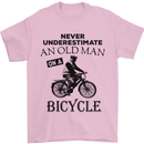 Cycling Never Underestimate Old Man Mens T-Shirt Cotton Gildan Light Pink