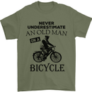 Cycling Never Underestimate Old Man Mens T-Shirt Cotton Gildan Military Green
