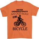 Cycling Never Underestimate Old Man Mens T-Shirt Cotton Gildan Orange
