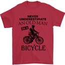 Cycling Never Underestimate Old Man Mens T-Shirt Cotton Gildan Red