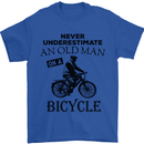 Cycling Never Underestimate Old Man Mens T-Shirt Cotton Gildan Royal Blue