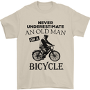 Cycling Never Underestimate Old Man Mens T-Shirt Cotton Gildan Sand