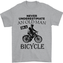 Cycling Never Underestimate Old Man Mens T-Shirt Cotton Gildan Sports Grey