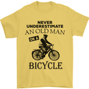 Cycling Never Underestimate Old Man Mens T-Shirt Cotton Gildan Yellow