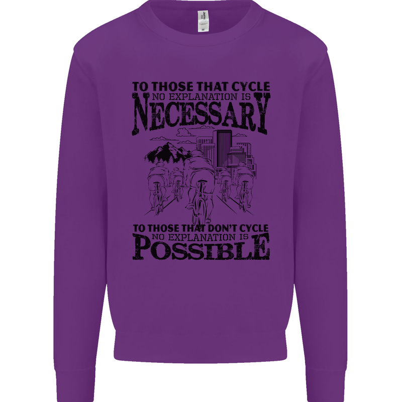 Cycling No Explanation Is Necessary Cyclist Mens Sweatshirt Jumper Purple
