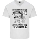 Cycling No Explanation Is Necessary Cyclist Mens V-Neck Cotton T-Shirt White