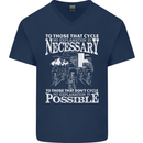 Cycling No Explanation Necessary Cyclist Mens V-Neck Cotton T-Shirt Navy Blue