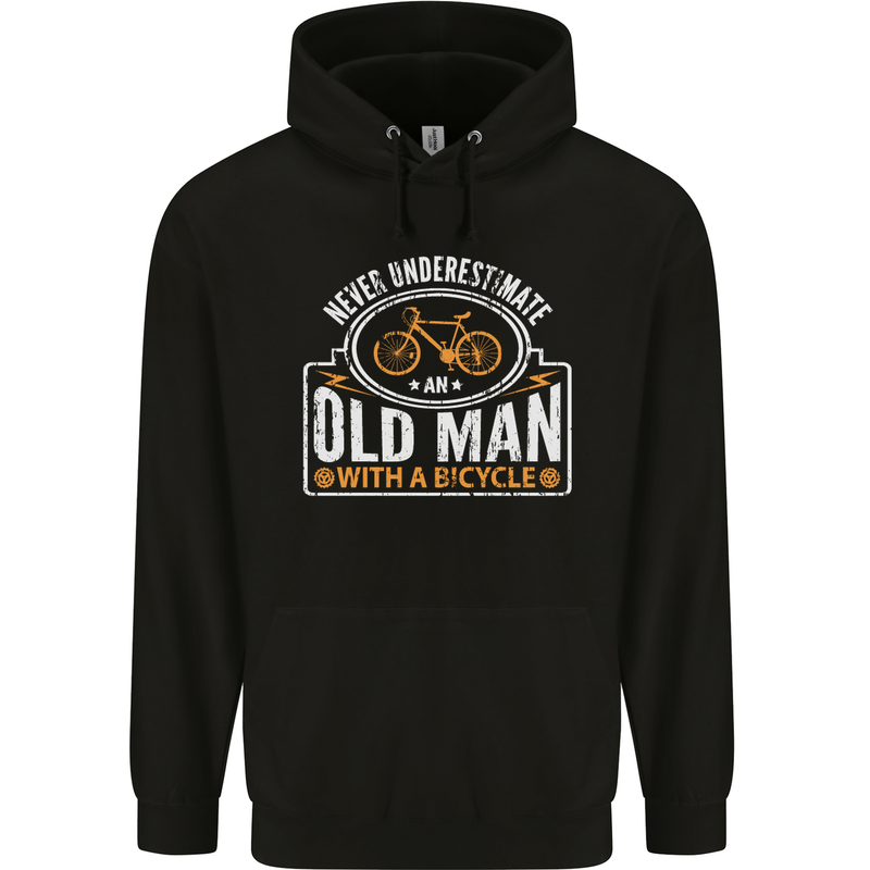 Cycling Old Man Cyclist Funny Bicycle Mens 80% Cotton Hoodie Black