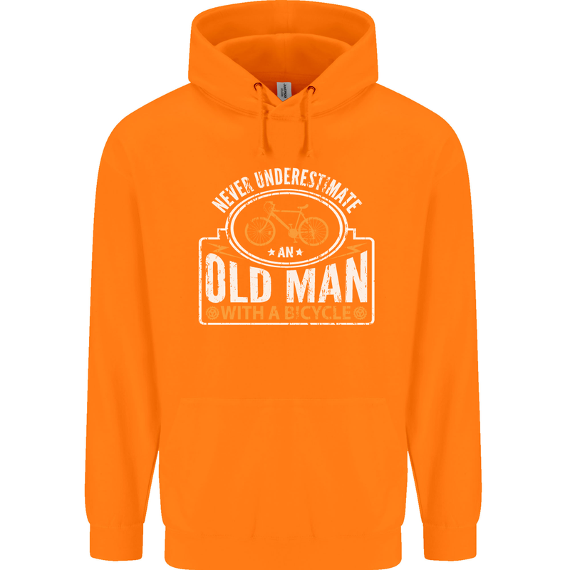 Cycling Old Man Cyclist Funny Bicycle Mens 80% Cotton Hoodie Orange