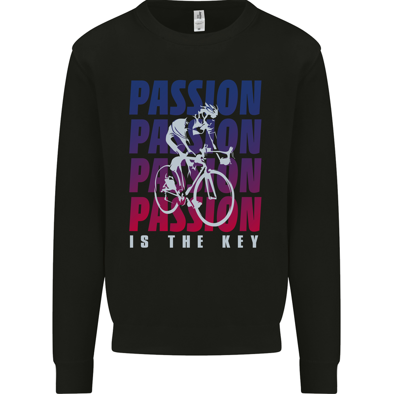 Cycling Passion Is the Key Cyclist Funny Kids Sweatshirt Jumper Black
