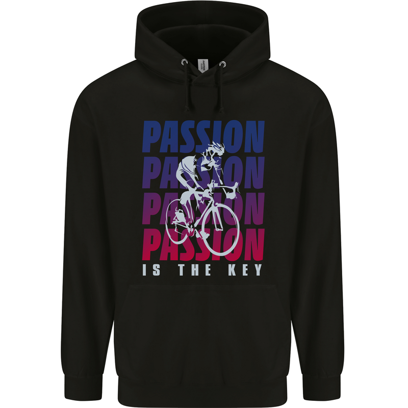 Cycling Passion Is the Key Cyclist Funny Mens Hoodie Black
