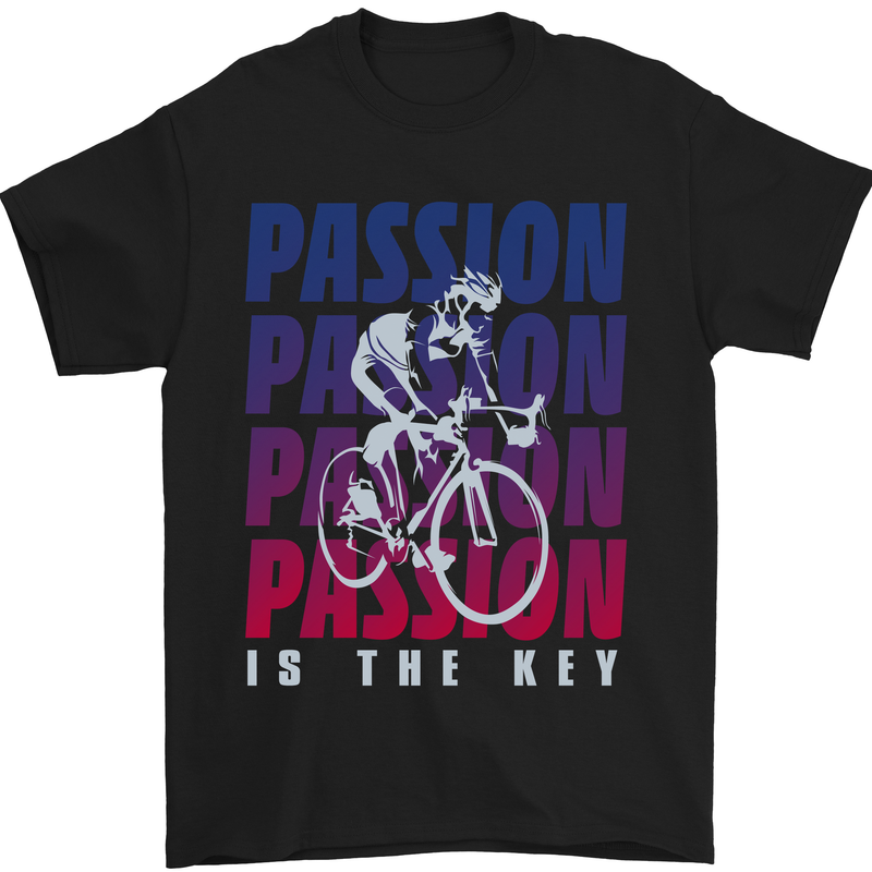 Cycling Passion Is the Key Cyclist Funny Mens T-Shirt Cotton Gildan Black