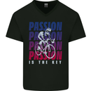 Cycling Passion Is the Key Cyclist Funny Mens V-Neck Cotton T-Shirt Black