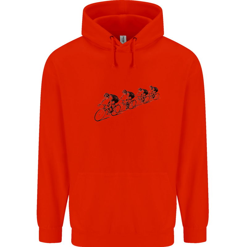 Cycling Peloton Cyclist Bicycle Childrens Kids Hoodie Bright Red