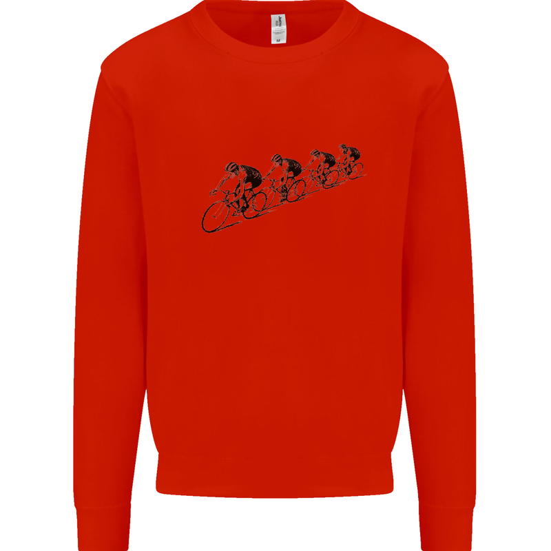Cycling Peloton Cyclist Bicycle Kids Sweatshirt Jumper Bright Red