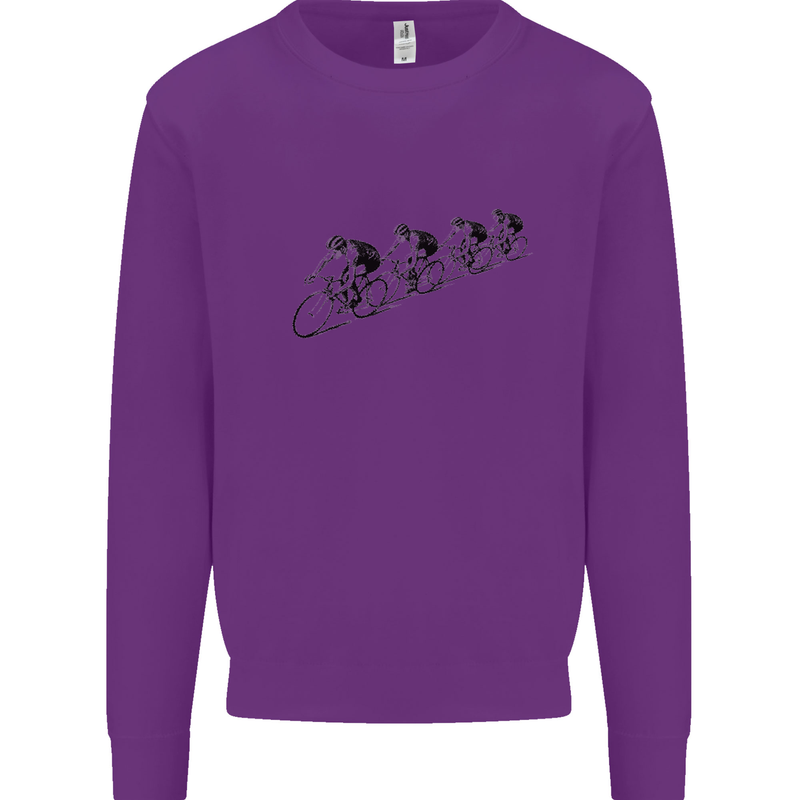 Cycling Peloton Cyclist Bicycle Kids Sweatshirt Jumper Purple