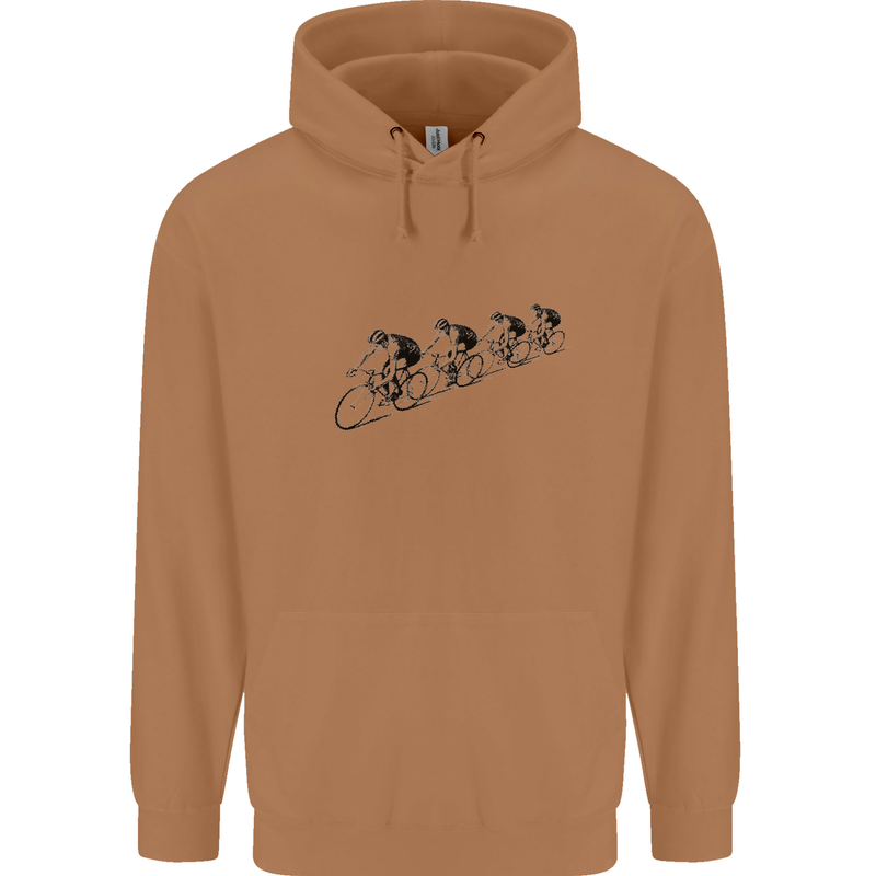 Cycling Peloton Cyclist Bicycle Mens 80% Cotton Hoodie Caramel Latte