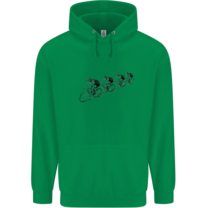 Cycling Peloton Cyclist Bicycle Mens 80% Cotton Hoodie Irish Green