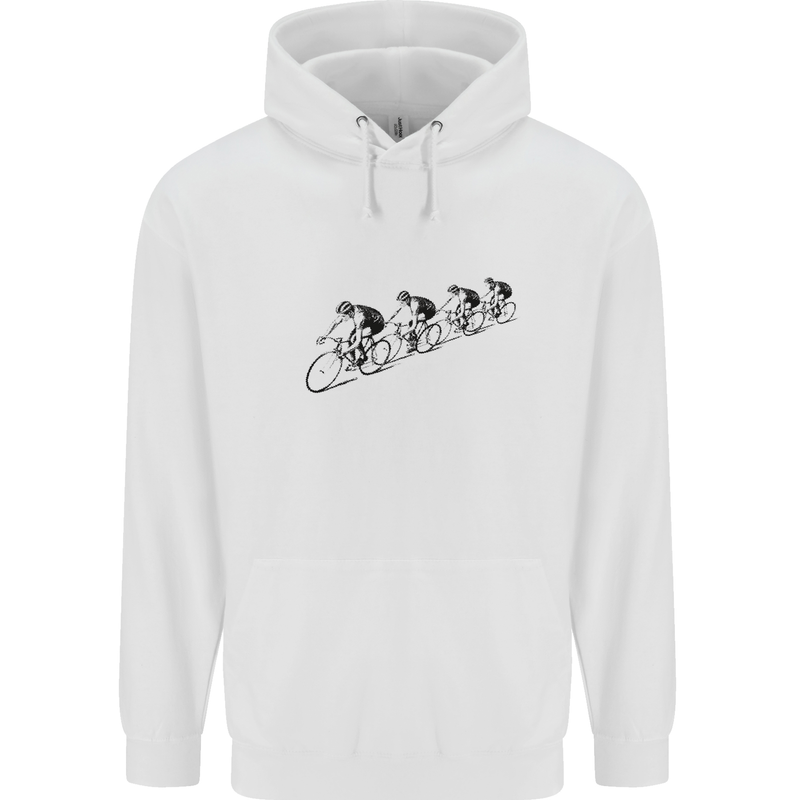 Cycling Peloton Cyclist Bicycle Mens 80% Cotton Hoodie White