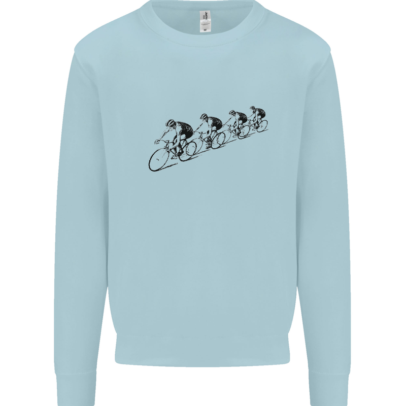 Cycling Peloton Cyclist Bicycle Mens Sweatshirt Jumper Light Blue