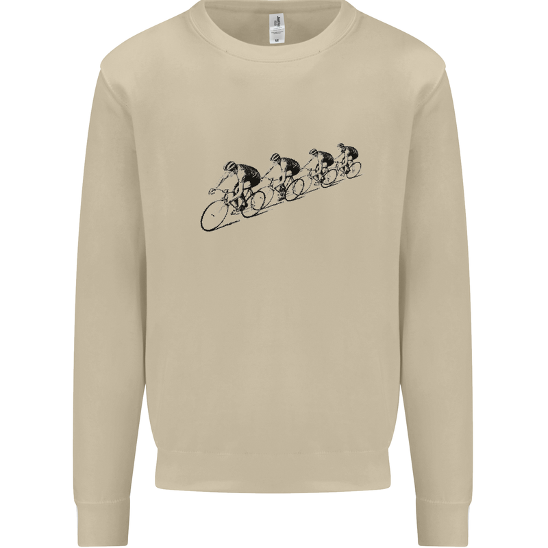 Cycling Peloton Cyclist Bicycle Mens Sweatshirt Jumper Sand
