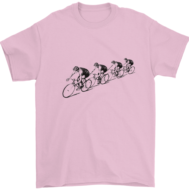 Cycling Peloton Cyclist Bicycle Mens T-Shirt Cotton Gildan Light Pink