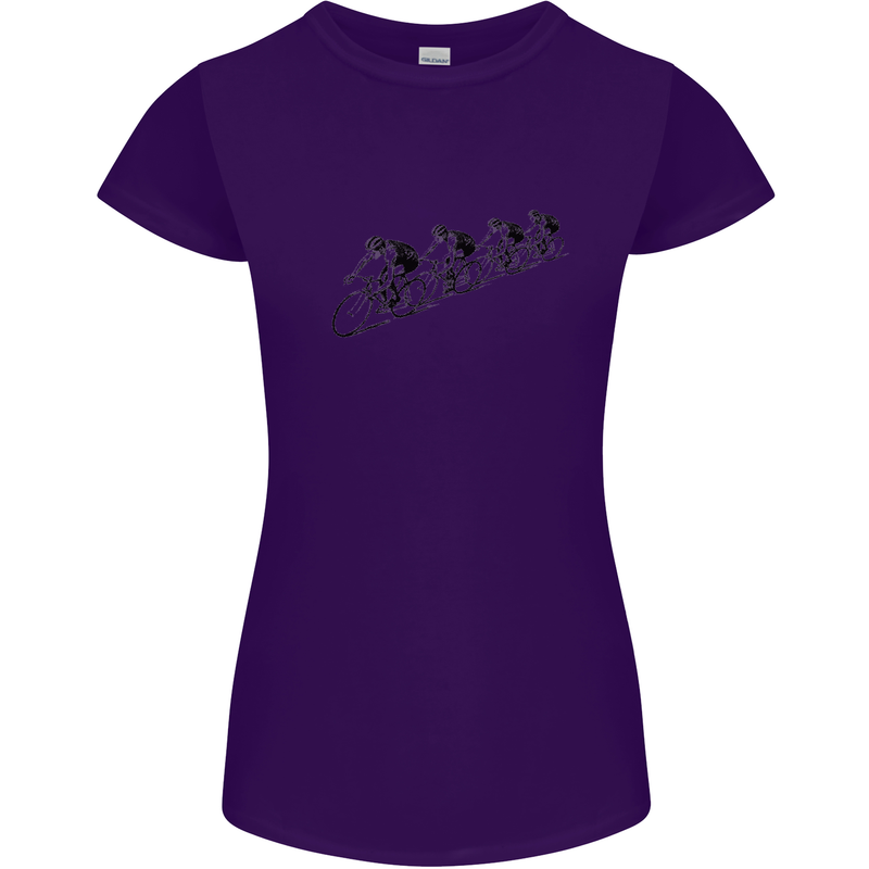 Cycling Peloton Cyclist Bicycle Womens Petite Cut T-Shirt Purple