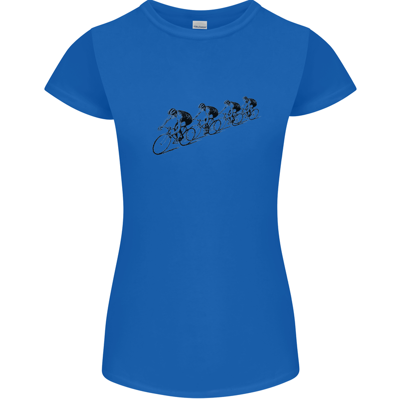 Cycling Peloton Cyclist Bicycle Womens Petite Cut T-Shirt Royal Blue