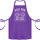 Cycling Real Men Don't Need Motors Bike Cotton Apron 100% Organic Purple