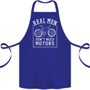 Cycling Real Men Don't Need Motors Bike Cotton Apron 100% Organic Royal Blue