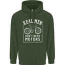 Cycling Real Men Don't Need Motors Bike Mens 80% Cotton Hoodie Forest Green