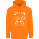 Cycling Real Men Don't Need Motors Bike Mens 80% Cotton Hoodie Orange