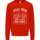 Cycling Real Men Don't Need Motors Bike Mens Sweatshirt Jumper Bright Red