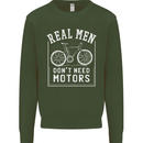 Cycling Real Men Don't Need Motors Bike Mens Sweatshirt Jumper Forest Green