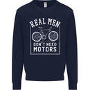 Cycling Real Men Don't Need Motors Bike Mens Sweatshirt Jumper Navy Blue