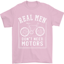 Cycling Real Men Don't Need Motors Bike Mens T-Shirt Cotton Gildan Light Pink