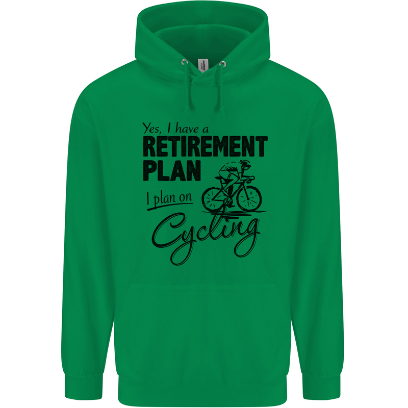 Cycling Retirement Plan Cyclist Bicycle Mens 80% Cotton Hoodie Irish Green