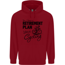 Cycling Retirement Plan Cyclist Bicycle Mens 80% Cotton Hoodie Red