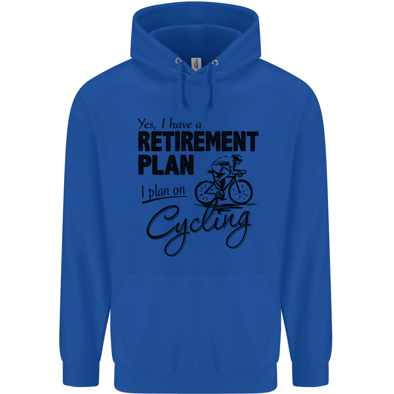 Cycling Retirement Plan Cyclist Bicycle Mens 80% Cotton Hoodie Royal Blue