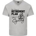 Cycling Retirement Plan Cyclist Bicycle Mens V-Neck Cotton T-Shirt Sports Grey