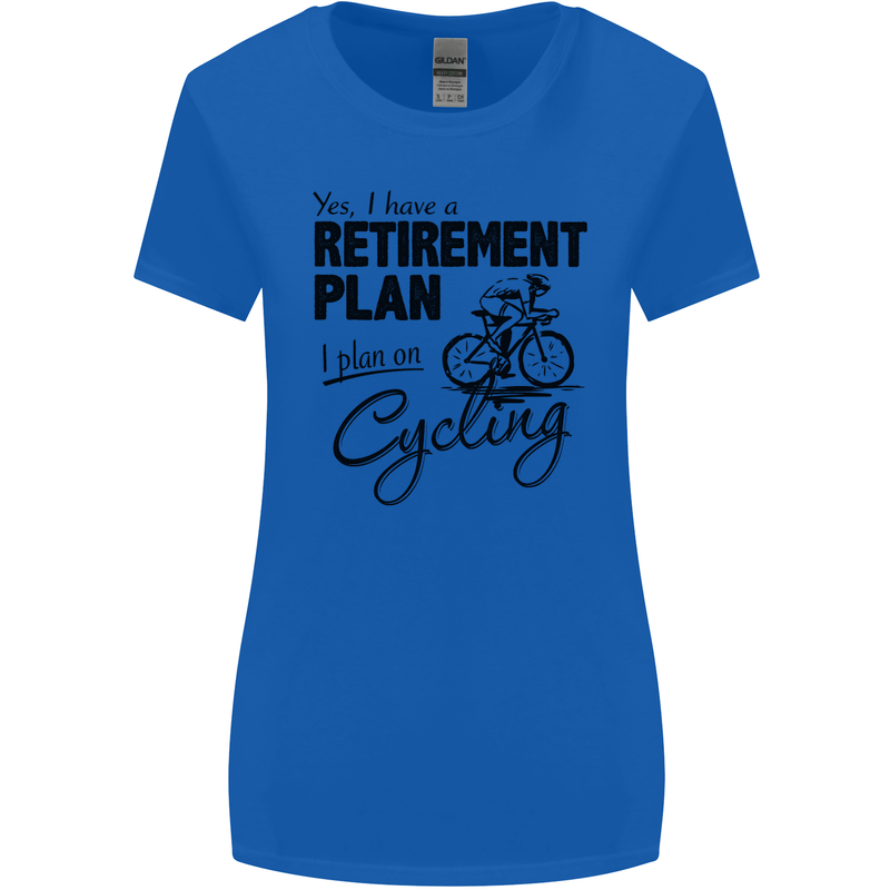 Cycling Retirement Plan Cyclist Bicycle Womens Wider Cut T-Shirt Royal Blue