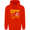 Cycling Retirement Plan Cyclist Funny Mens 80% Cotton Hoodie Bright Red
